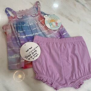 Little Sleepies Pink & Purple Tie Dye 2 Piece Play Set 12-18 NWT